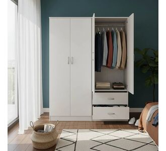 Ντουλάπα τετράφυλλη Athos pakoworld λευκή 160x42x180εκ |  Ντουλάπες ρούχων στο espiti