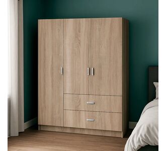 Ντουλάπα τρίφυλλη Royal pakoworld με συρτάρια sonoma 150x58x177εκ |  Ντουλάπες ρούχων στο espiti