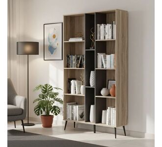Βιβλιοθήκη Zezan pakoworld σε sonoma-ανθρακί απόχρωση 114x30x200.5εκ |  Βιβλιοθήκες στο espiti