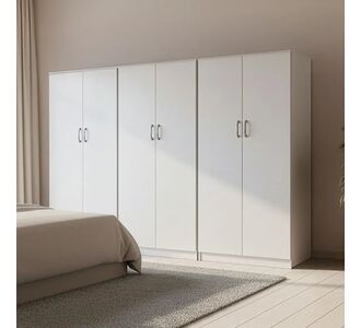 Ντουλάπα εξάφυλλη Athos ΙΙ pakoworld λευκή 240x42x180εκ |  Ντουλάπες ρούχων στο espiti