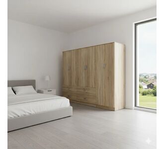 Ντουλάπα εξάφυλλη Athos pakoworld sonoma 240x42x180εκ |  Ντουλάπες ρούχων στο espiti