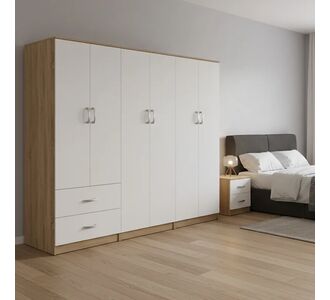 Ντουλάπα εξάφυλλη Athos I pakoworld sonoma-λευκό 240x42x180εκ |  Ντουλάπες ρούχων στο espiti