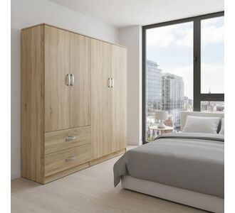 Ντουλάπα τετράφυλλη Athos pakoworld sonoma 160x42x180εκ |  Ντουλάπες ρούχων στο espiti