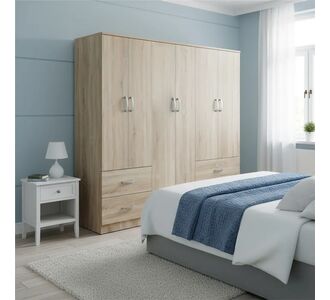 Ντουλάπα εξάφυλλη Athos pakoworld Sonoma 200.5x42x180εκ |  Ντουλάπες ρούχων στο espiti