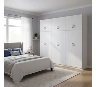 Ντουλάπα εξάφυλλη με πατάρι Athos ΙΙ pakoworld λευκή 240x42x240εκ |  Ντουλάπες ρούχων στο espiti