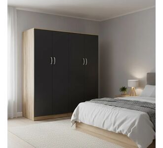 Ντουλάπα τετράφυλλη Athos Ι pakoworld sonoma-ανθρακί 160x42x180εκ |  Ντουλάπες ρούχων στο espiti