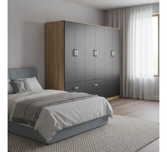 Ντουλάπα εξάφυλλη Athos pakoworld sonoma-ανθρακί 240x42x180εκ |  Ντουλάπες ρούχων στο espiti