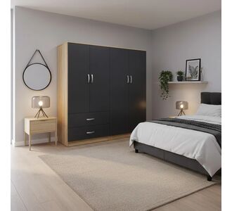 Ντουλάπα τετράφυλλη Athos pakoworld sonoma-ανθρακί 160x42x180εκ |  Ντουλάπες ρούχων στο espiti