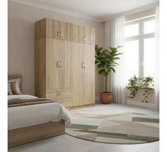 Ντουλάπα τετράφυλλη με πατάρι Athos pakoworld sonoma 160x42x240εκ |  Ντουλάπες ρούχων στο espiti