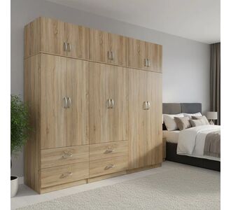 Ντουλάπα εξάφυλλη με πατάρι Athos pakoworld sonoma 240x42x240εκ |  Ντουλάπες ρούχων στο espiti