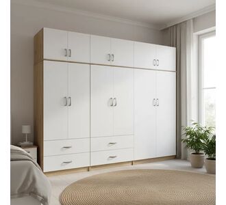 Ντουλάπα εξάφυλλη με πατάρι Athos pakoworld sonoma-λευκή 240x42x240εκ |  Ντουλάπες ρούχων στο espiti
