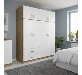 Ντουλάπα τετράφυλλη με πατάρι Athos pakoworld sonoma-λευκή 160x42x240εκ |  Ντουλάπες ρούχων στο espiti