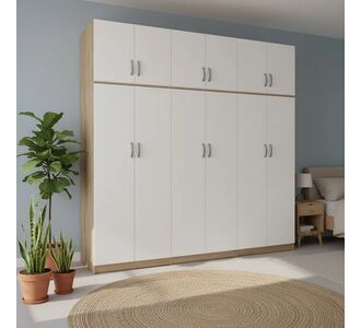 Ντουλάπα εξάφυλλη με πατάρι Athos ΙΙ pakoworld sonoma-λευκή 240x42x240εκ |  Ντουλάπες ρούχων στο espiti