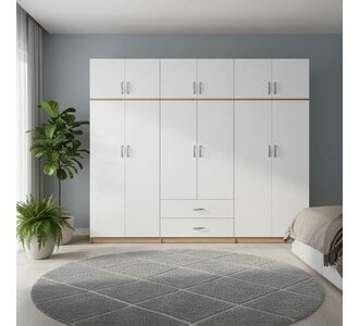 Ντουλάπα εξάφυλλη με πατάρι Athos I pakoworld sonoma-λευκή 240x42x240εκ |  Ντουλάπες ρούχων στο espiti