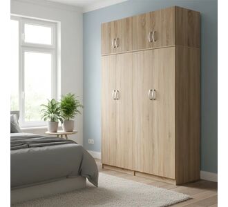 Ντουλάπα τετράφυλλη με πατάρι Athos Ι pakoworld sonoma 160x42x240εκ |  Ντουλάπες ρούχων στο espiti