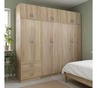 Ντουλάπα εξάφυλλη με πατάρι Athos I pakoworld sonoma 240x42x240εκ |  Ντουλάπες ρούχων στο espiti