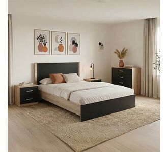 Σετ Κρεβατοκάμαρας Athos Sonoma Ανθρακί με Κρεβάτι 140x200εκ Σετ 4τεμ |  Σέτ Κρεβατοκάμαρας στο espiti