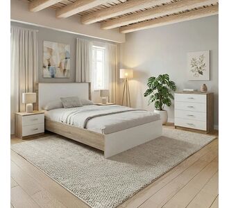 Σετ Κρεβατοκάμαρας Athos Sonoma Λευκό με Κρεβάτι 140x200εκ Σετ 4τεμ |  Σέτ Κρεβατοκάμαρας στο espiti