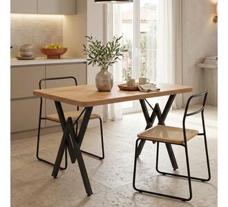 Τραπέζι Vertex pakoworld oak με μαύρα μεταλλικά πόδια 110x70x72εκ |  Τραπέζια στο espiti