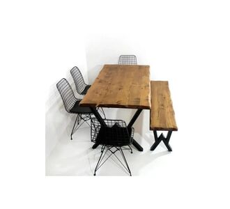 Stewehome Μασίφ τραπέζι φαγητού ρετρό στυλ Καφέ 80x130 cm 697446 |  Τραπέζια στο espiti