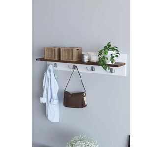 Stewehome Κρεμάστρα τοίχου από Συνθετικό ξύλο για ρούχα σε καρυδί και λευκό χρώμα Καφέ 689516 |  Καλόγεροι -Κρεμάστρες στο espiti