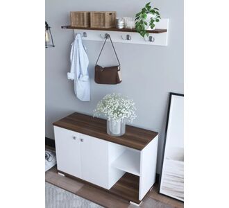 Stewehome Βεστιάριο παπουτσοθήκη και κρεμάστρα τοίχου από Συνθετικό ξύλο Καφέ 399223 |  Καλόγεροι -Κρεμάστρες στο espiti