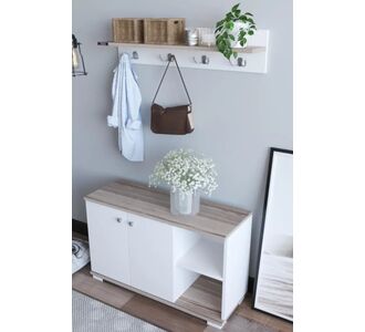 Stewehome Σκανδιναβικός βεστιάριος παπουτσοθήκη και κρεμάστρα τοίχου από Συνθετικό ξύλο Λευκό 377463 |  Καλόγεροι -Κρεμάστρες στο espiti