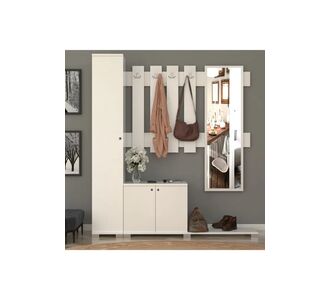 Stewehome Σκανδιναβικού στιλ σετ βεστιάριο με παπουτσοθήκη από Συνθετικό ξύλο σε λευκό χρώμα Λευκό 160x177x177 cm 202479 |  Καλόγεροι -Κρεμάστρες στο espiti