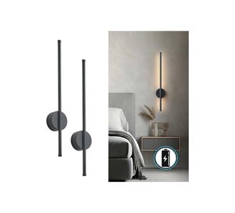 Stewehome Φωτιστικό τοίχου με μπαταρία 70 cm για άμεση χρήση με φως ημέρας Μαύρο 2694930 |  Απλίκες στο espiti