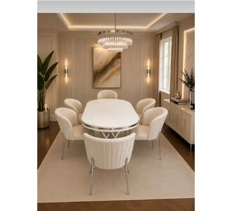 Stewehome Oslo τραπέζι από MDF 6 ατόμων με 6 καρέκλες Midye 13727860 |  Σετ τραπεζαρίες στο espiti