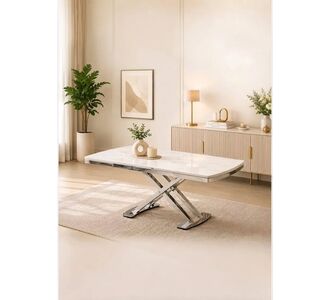 Stewehome Επεκτεινόμενο τραπέζι 80x130 από MDF Λευκή όψη μαρμάρου 80x130 cm 90767124 |  Τραπέζια στο espiti