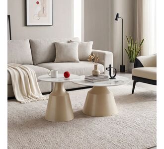 Τραπέζια σαλονιού Sculpt pakoworld σετ 2τεμ μέταλλο cappuccino- sintered stone λευκό μαρμάρου |  Τραπεζάκια σαλονιού στο espiti
