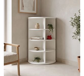 Γωνιακή ραφιέρα Benzal pakoworld λευκό MDF 80x30x120εκ |  Βιβλιοθήκες στο espiti