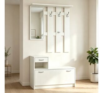 Έπιπλο εισόδου Jentia pakoworld με καθρέπτη λευκό MDF 113x100x89εκ |  Βιτρίνες - Έπιπλα εισόδου στο espiti