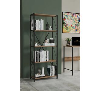Stewehome Μεταλλική βιβλιοθήκη με 5 ράφια Καφέ 55x26x151 cm 501087 |  Βιβλιοθήκες στο espiti