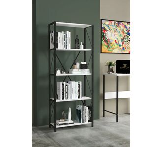 Stewehome Μεταλλική βιβλιοθήκη με 5 ράφια Λευκό 55x26x151 cm 115062 |  Βιβλιοθήκες στο espiti