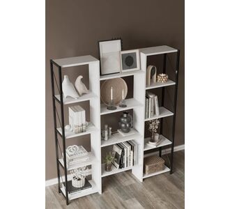 Stewehome Βιβλιοθήκη με 12 ράφια από μέταλλο Λευκό 105x110x110 cm 652286 |  Βιβλιοθήκες στο espiti