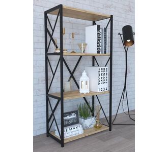 Stewehome Βιβλιοθήκη με 4 ράφια από μέταλλο και Καφέ 70x36x114 cm 125237 |  Βιβλιοθήκες στο espiti
