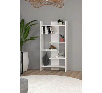 Stewehome Ασύμμετρη ραφιέρα με 6 ράφια μοντέρνου στυλ από λευκό σαντουλάμ 70x24x133 cm 33452183 |  Βιβλιοθήκες στο espiti