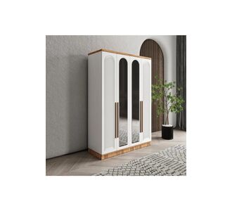 Stewehome Ντουλάπα με 4 πόρτες και καθρέφτη από MDF για υπνοδωμάτιο 140x52x52 cm 50537664 |  Ντουλάπες ρούχων στο espiti