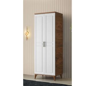 Stewehome Ντουλάπα με 2 πόρτες από MDF ατλαντικό πεύκο και ματ λευκό με σχέδιο φτελιάς 70x52x52 cm 64769138 |  Ντουλάπες ρούχων στο espiti