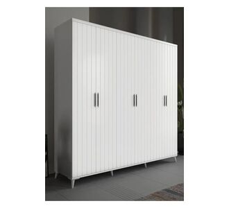 Stewehome Ντουλάπα με 6 πόρτες από MDF λευκή μοντέρνου στιλ 210x52x52 cm 64701613 |  Ντουλάπες ρούχων στο espiti