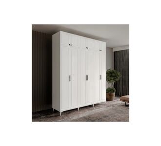 Stewehome Ντουλάπα με 6 πόρτες και πόδια πλήρης από mdf με ντουλάπι 210x52x52 cm 35398568 |  Ντουλάπες ρούχων στο espiti