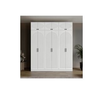 Stewehome Ντουλάπα με 6 πόρτες και επάνω ράφι από MDF για υπνοδωμάτιο μοντέρνου country στιλ 210x52x52 cm 91284222 |  Ντουλάπες ρούχων στο espiti
