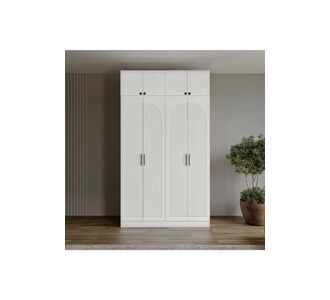Stewehome Ντουλάπα με 4 πόρτες και επάνω ράφι από MDF μοντέρνου country στιλ 140x52x52 cm 88581520 |  Ντουλάπες ρούχων στο espiti