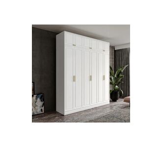 Stewehome Ντουλάπα με 6 πόρτες και ντουλάπι από MDF country μοντέρνου στιλ 210x52x52 cm 45105021 |  Ντουλάπες ρούχων στο espiti