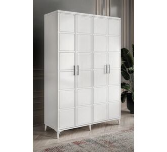 Stewehome Ντουλάπα με 4 πόρτες από MDF με μοντέρνο σχεδιασμό και πόδια 140x52x52 cm 93866888 |  Ντουλάπες ρούχων στο espiti