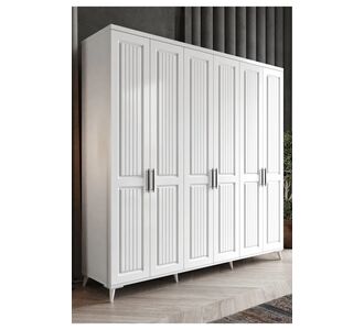 Stewehome Ντουλάπα με 6 πόρτες από MDF για υπνοδωμάτιο μοντέρνου στιλ 210x52x52 cm 3276390 |  Ντουλάπες ρούχων στο espiti