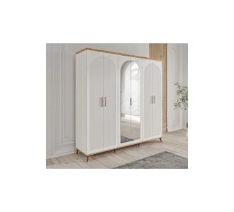Stewehome Ντουλάπα με 6 πόρτες και καθρέφτη από mdf σκανδιναβικού μοντέρνου στιλ 210x52x52 cm 17280589 |  Ντουλάπες ρούχων στο espiti