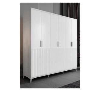 Stewehome Κομψή ντουλάπα με 6 πόρτες από mdf για υπνοδωμάτιο 210x52x52 cm 91042775 |  Ντουλάπες ρούχων στο espiti